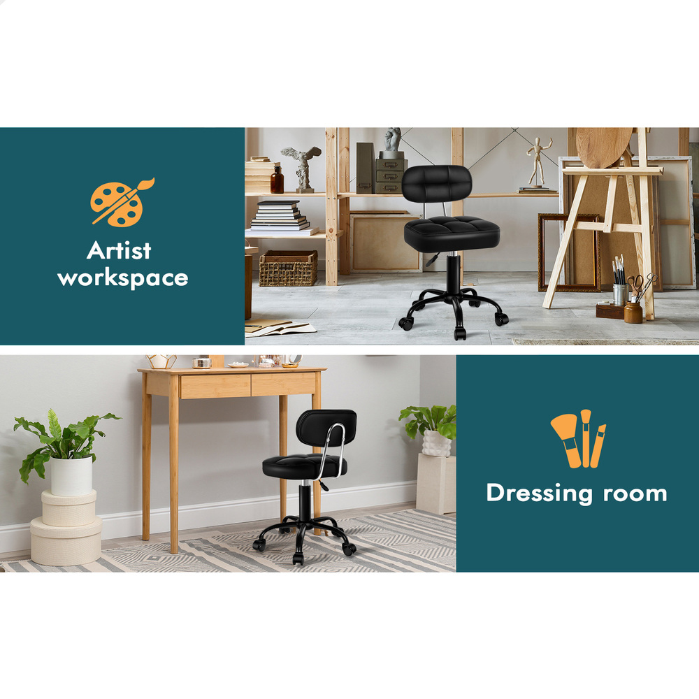 ALFORDSON Salon Stool Backrest Swivel Barber Hair Dress Leather Chair Tufan - Picture 29 of 51
