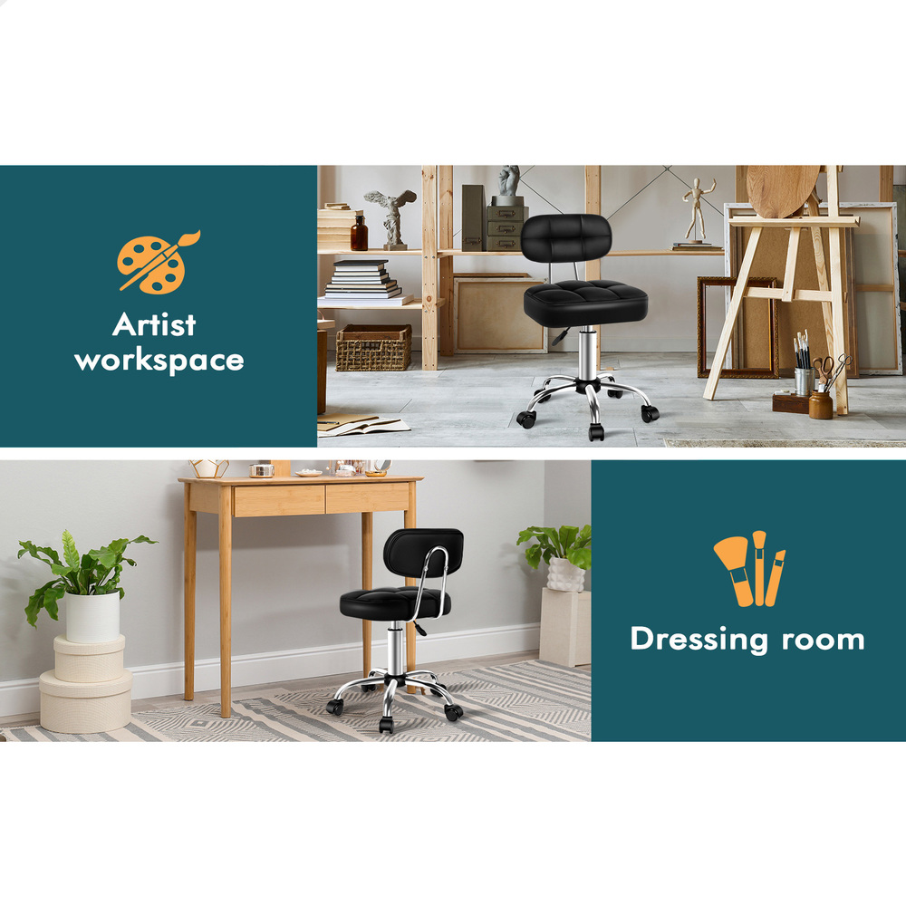 ALFORDSON Salon Stool Backrest Swivel Barber Hair Dress Leather Chair Tufan - Picture 39 of 51