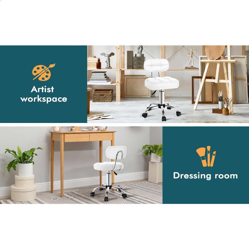 ALFORDSON Salon Stool Backrest Swivel Barber Hair Dress Leather Chair Tufan - Picture 49 of 51