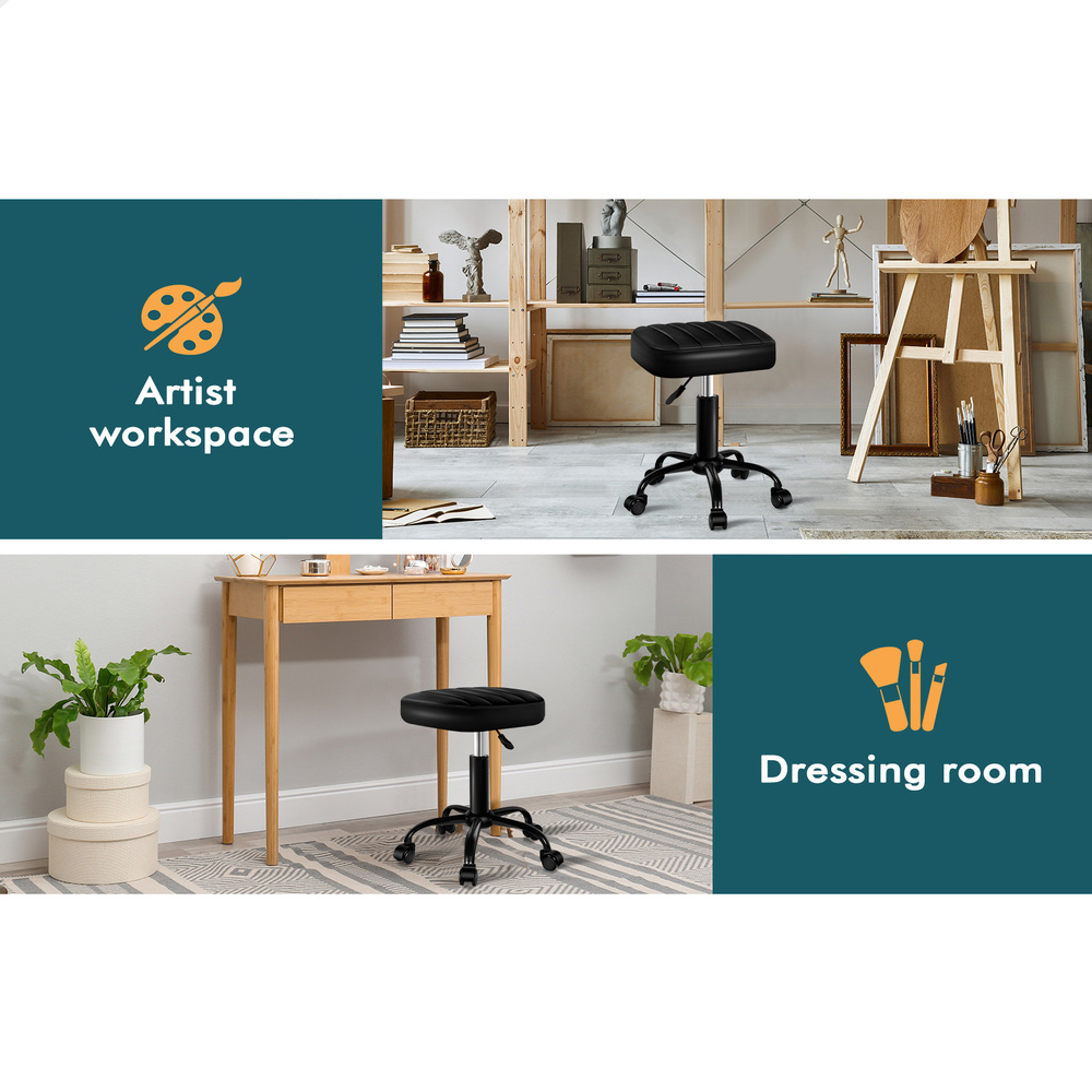 ALFORDSON Salon Stool Backrest Swivel Barber Hair Dress Leather Chair Lina - Picture 9 of 51