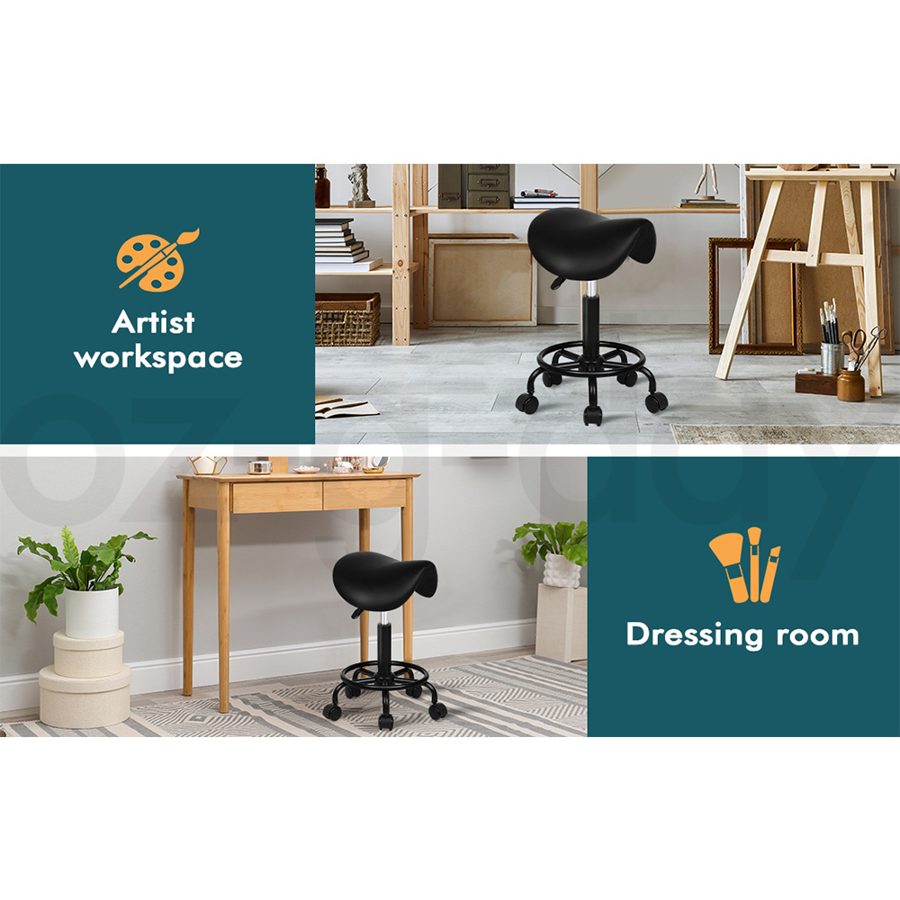 ALFORDSON Salon Stool Saddle Swivel Barber Hair Dress Leather Chair Sierra - Picture 28 of 30