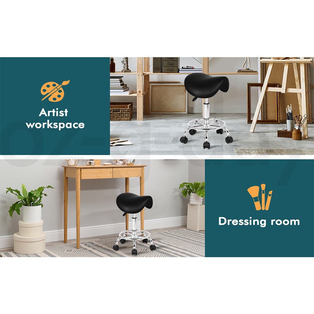 ALFORDSON Salon Stool Saddle Swivel Barber Hair Dress Leather Chair Sierra - Picture 9 of 30