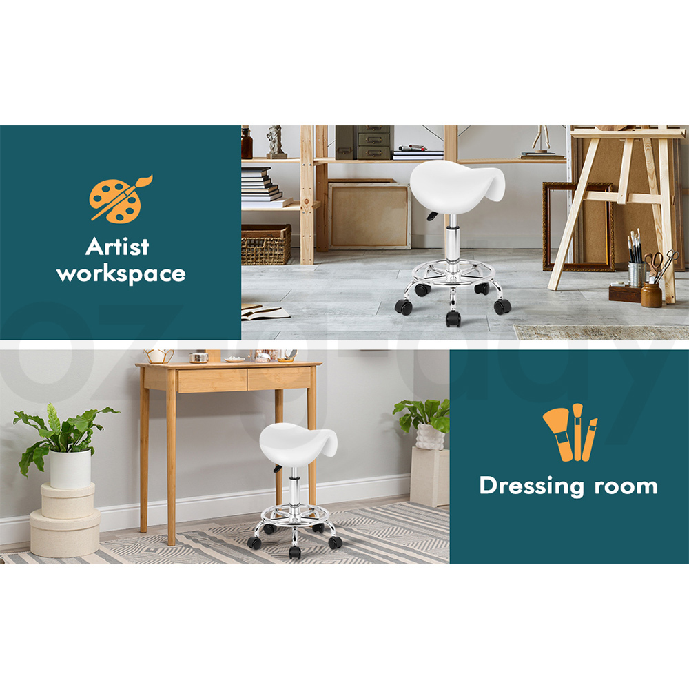 ALFORDSON Salon Stool Saddle Swivel Barber Hair Dress Leather Chair Sierra - Picture 19 of 30
