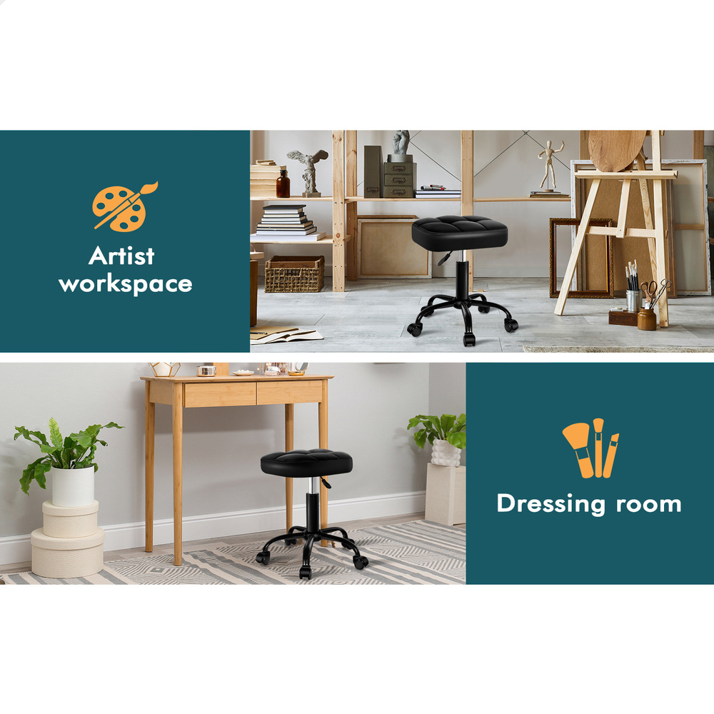 ALFORDSON Salon Stool Backrest Swivel Barber Hair Dress Leather Chair Tufan - Picture 9 of 51