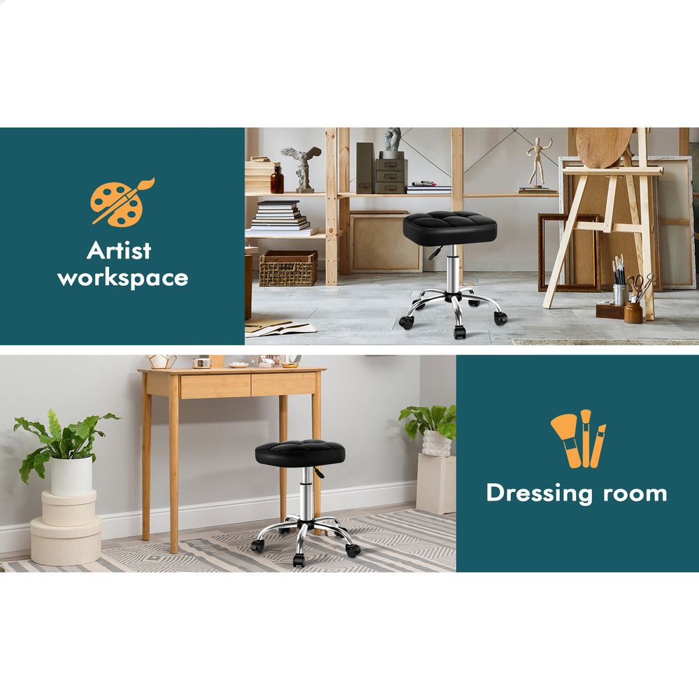 ALFORDSON Salon Stool Backrest Swivel Barber Hair Dress Leather Chair Tufan - Picture 19 of 51