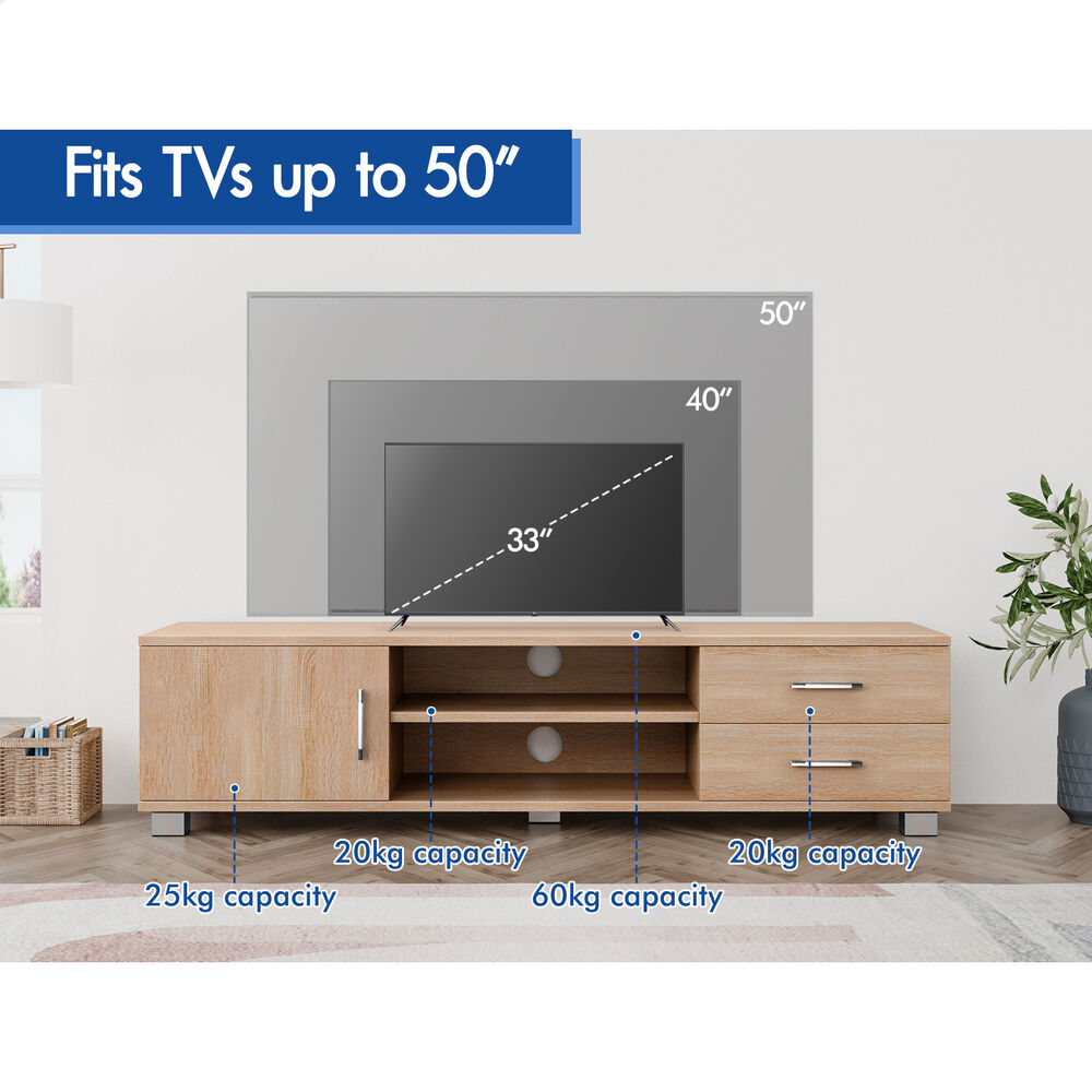 ALFORDSON TV Cabinet Entertainment Unit Stand 120cm Storage Shelf Drawers Wooden - Picture 32 of 48