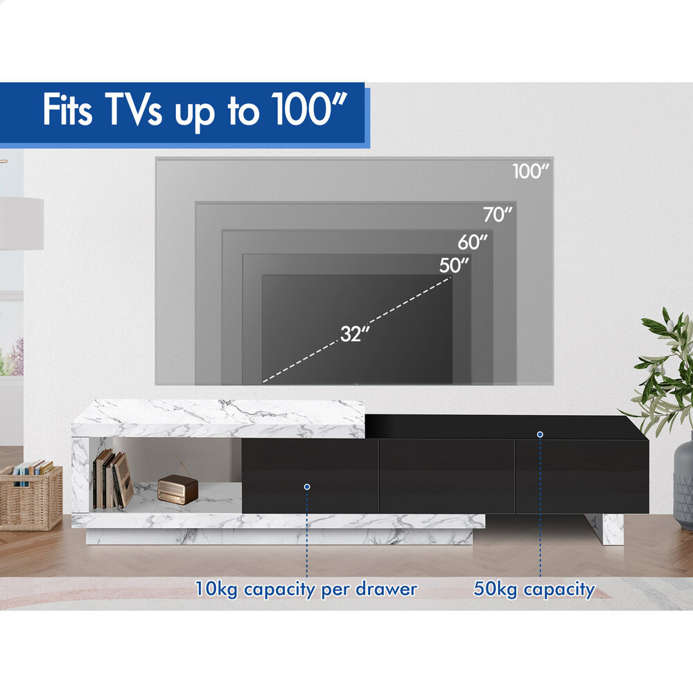 ALFORDSON Extendable Entertainment Unit TV Cabinet 190-280cm Stand Storage Shelf - Picture 32 of 60
