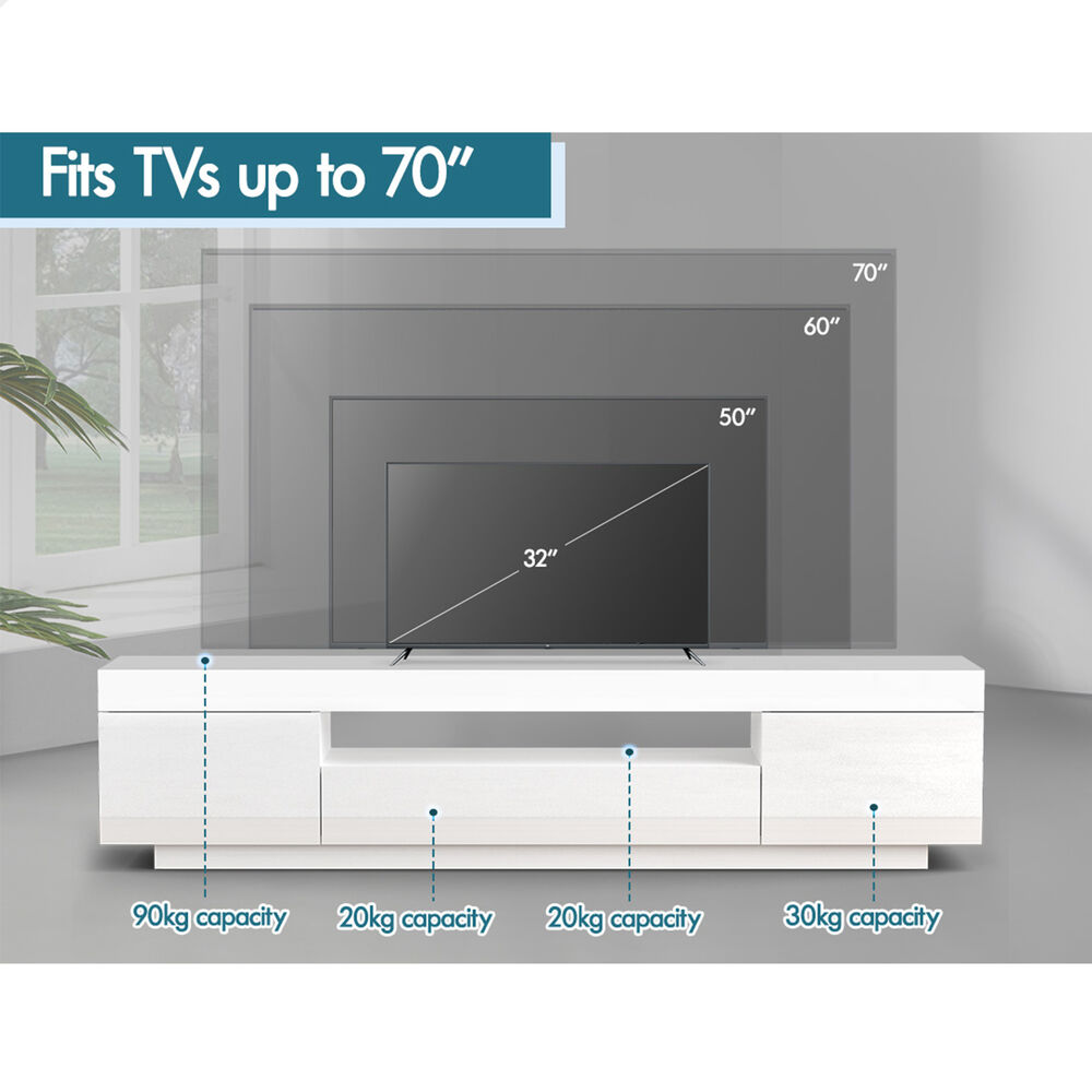 ALFORDSON Entertainment Unit 180cm TV Cabinet Stand LED Light High Gloss Drawer - Picture 44 of 48