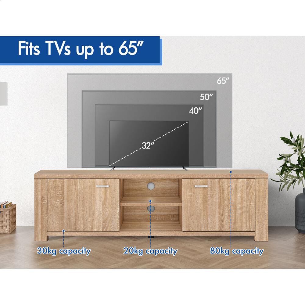 ALFORDSON TV Cabinet Entertainment Unit Stand Storage Shelf 160cm Black - Picture 32 of 48