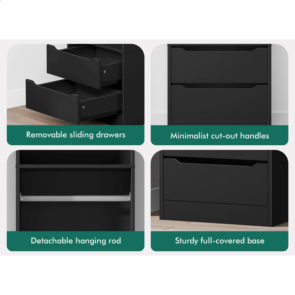 ALFORDSON Wardrobe Clothes Storage Organizer Closet Cabinet 2 Drawers Hanging - Picture 18 of 46