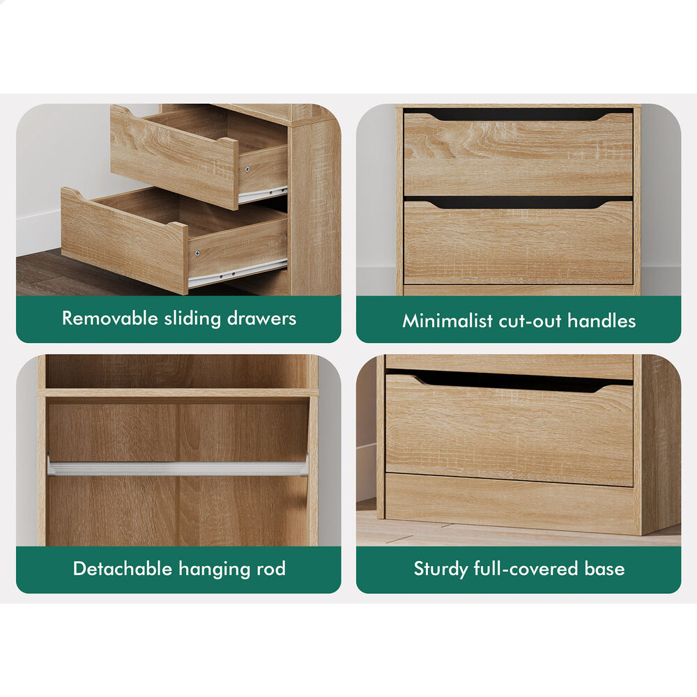 ALFORDSON Wardrobe Clothes Storage Organizer Closet Cabinet 2 Drawers Hanging - Picture 42 of 46