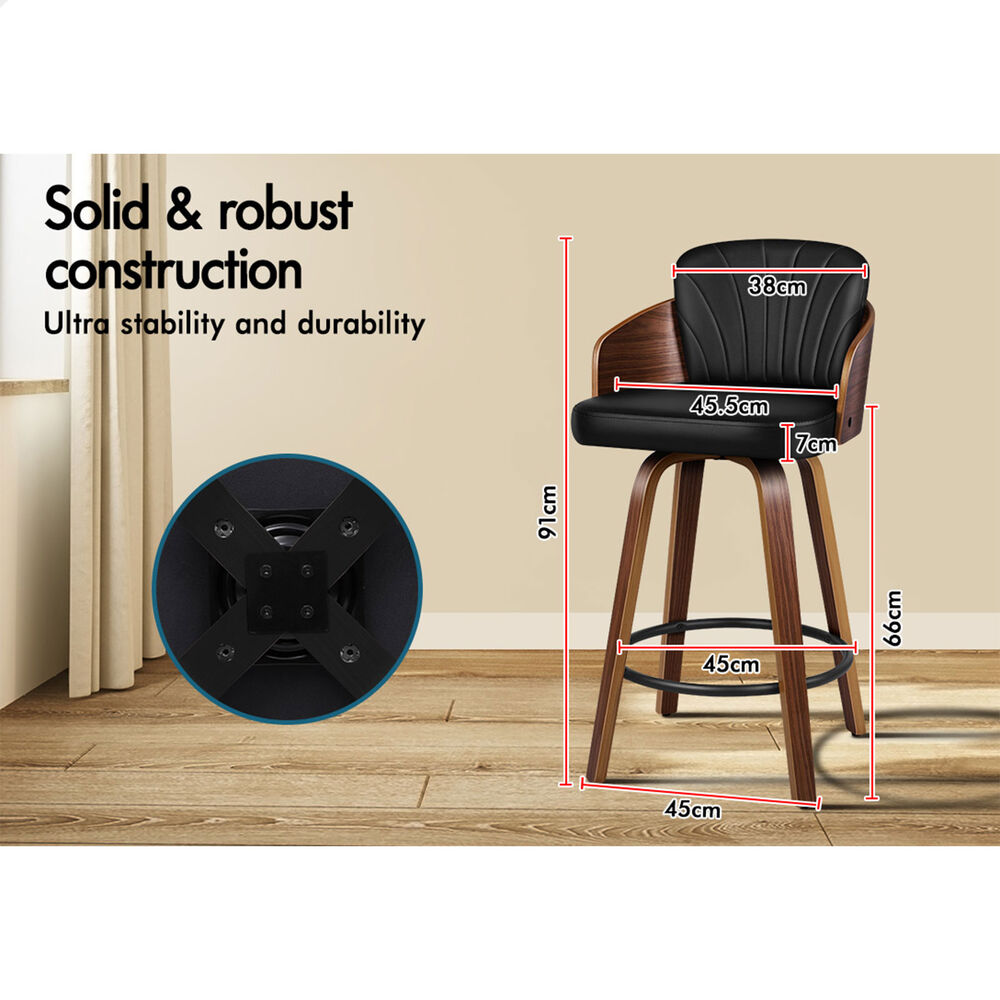 ALFORDSON Swivel Bar Stools 66cm Alice Kitchen Wooden Dining Chair x2/x4 - Picture 11 of 26