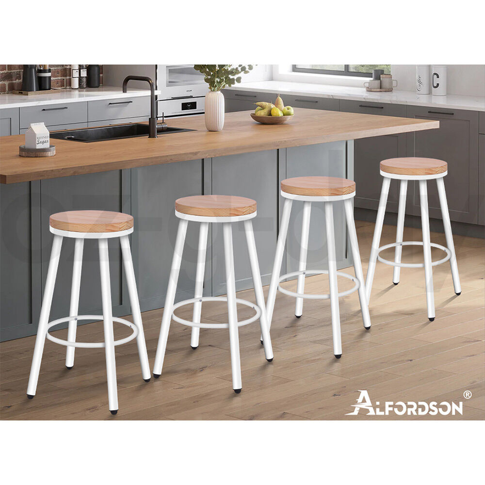 ALFORDSON Bar Stools Kitchen Wooden Swivel Leather Metal Dining Chair x2/x4 - Picture 22 of 94