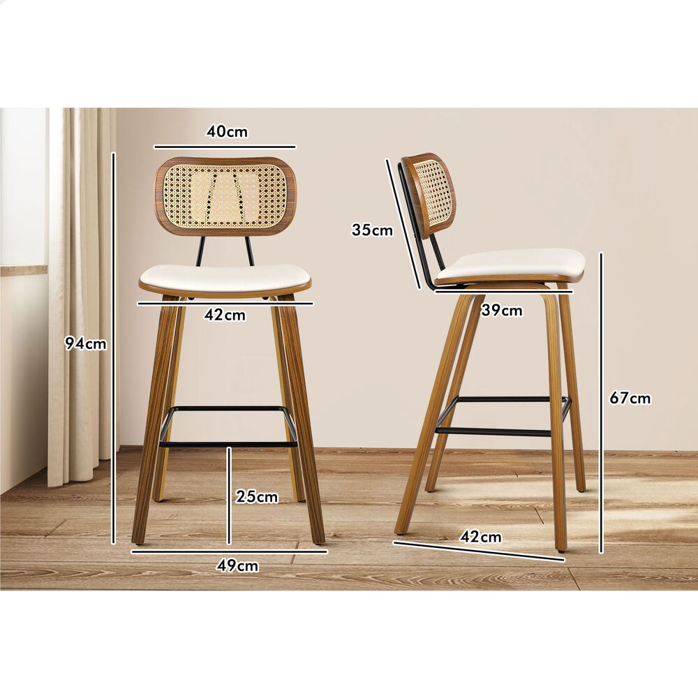 ALFORDSON Bar Stools Kitchen Counter Vintage Rattan Dining Chair X2/X4 - Picture 71 of 199