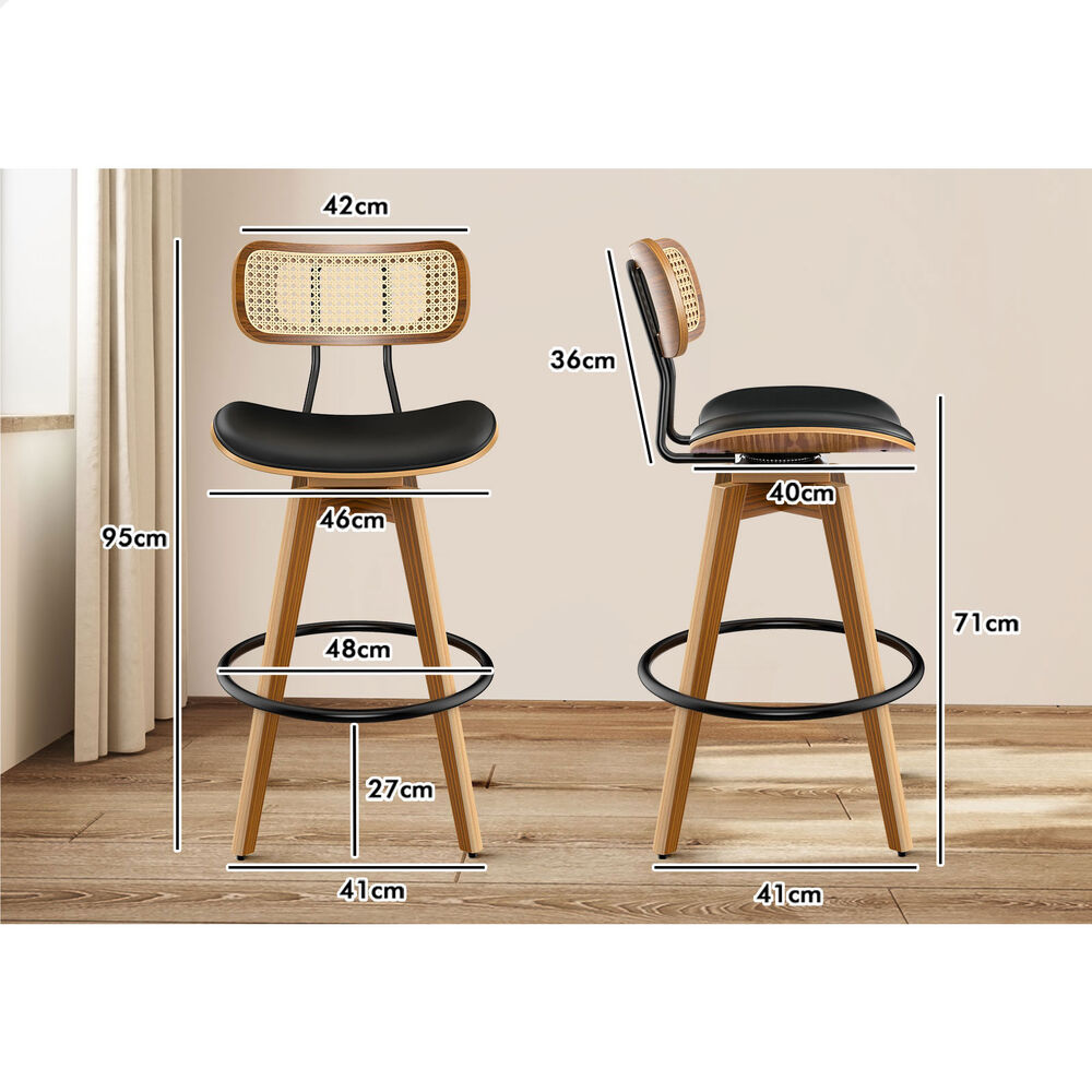 ALFORDSON Kitchen Bar Stools Wooden Swivel Leather Metal Dining Chair x2/x4 - Picture 691 of 1,020
