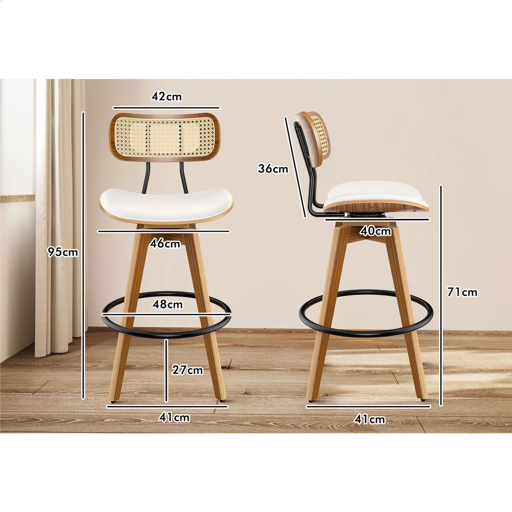 ALFORDSON Bar Stools Kitchen Counter Vintage Rattan Dining Chair X2/X4 - Picture 162 of 199