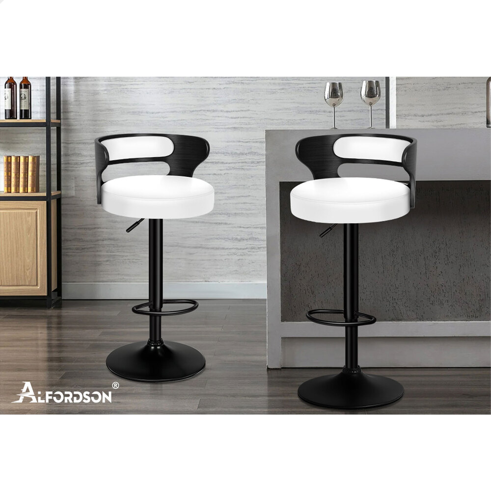 ALFORDSON Bar Stool Wooden Kitchen Swivel Chair Leather Fabric Reno x2/x4 - Picture 95 of 104