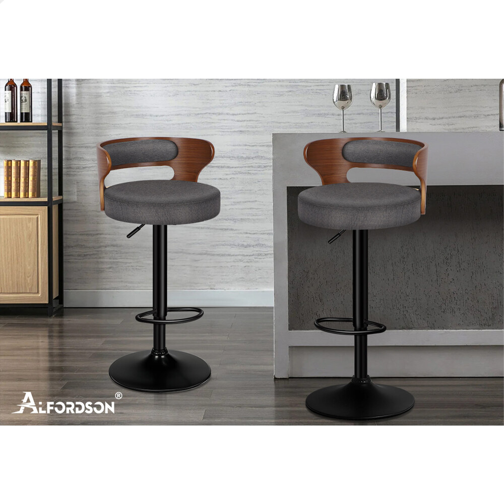 ALFORDSON Bar Stool Wooden Kitchen Swivel Chair Leather Fabric Reno x2/x4 - Picture 77 of 104