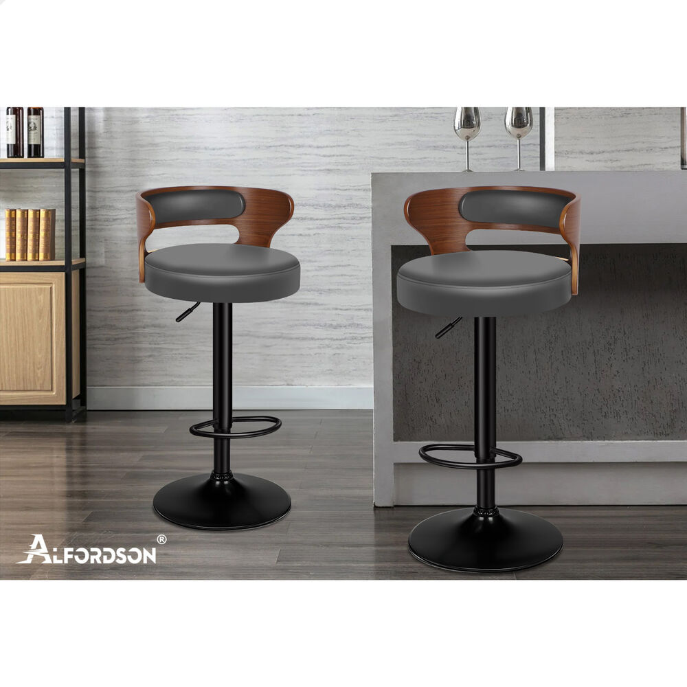 ALFORDSON Bar Stool Wooden Kitchen Swivel Chair Leather Fabric Reno x2/x4 - Picture 29 of 104