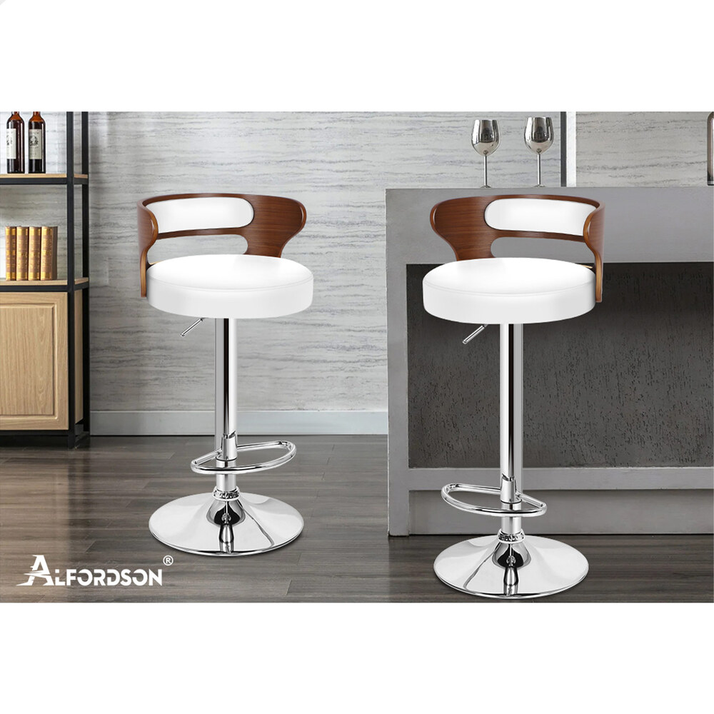 ALFORDSON Bar Stool Wooden Kitchen Swivel Chair Leather Fabric Reno x2/x4 - Picture 41 of 104