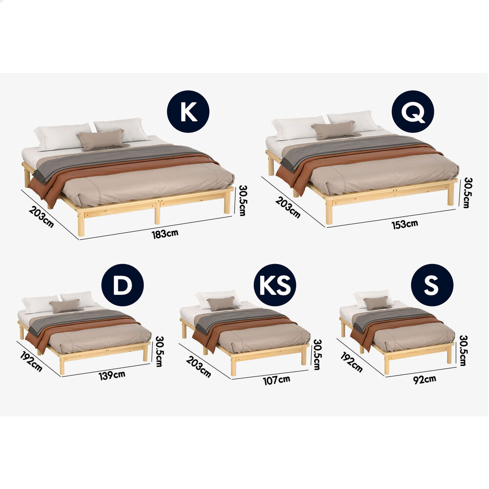 ALFORDSON Bed Frame Queen Double King Single Size Wooden Mattress Base White/Oak - Picture 369 of 864