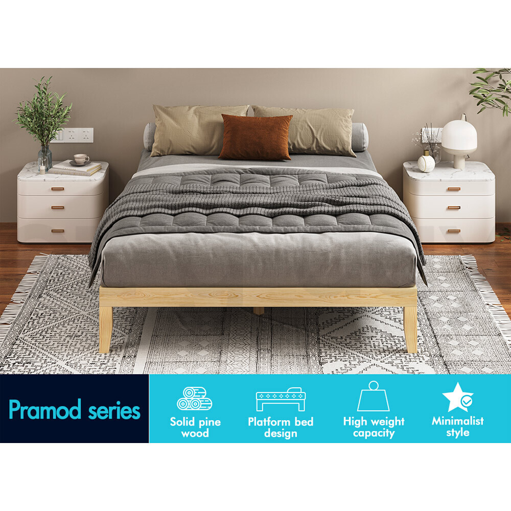 ALFORDSON Bed Frame Queen Double King Single Size Wooden Mattress Base White/Oak - Picture 861 of 864