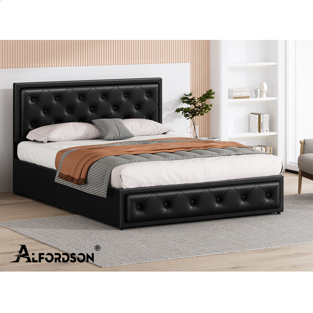 ALFORDSON Bed Frame Double Queen King RGB LED Gas Lift Storage Base Leather - Picture 491 of 1,903