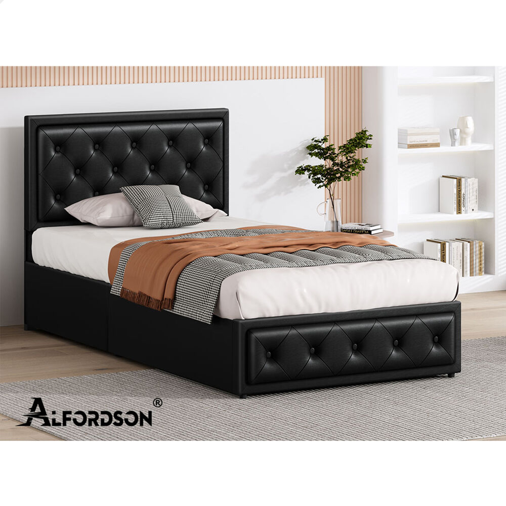 ALFORDSON Bed Frame Double Queen King RGB LED Gas Lift Storage Base Leather - Picture 635 of 1,903
