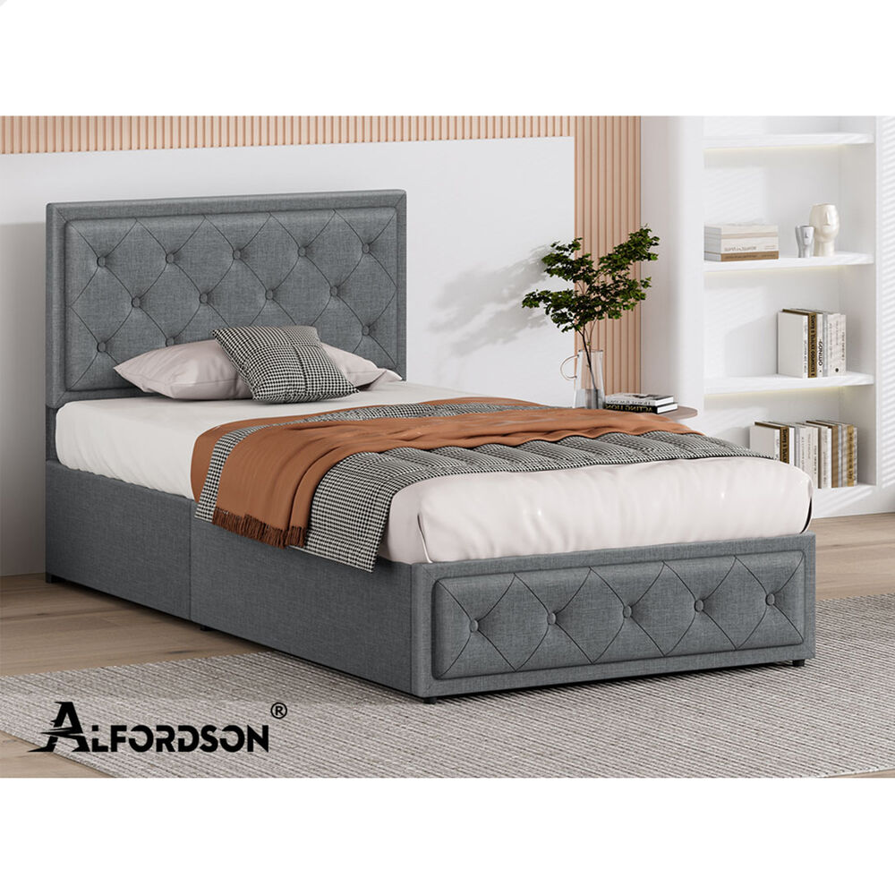 ALFORDSON Bed Frame Double Queen King RGB LED Gas Lift Storage Base Leather - Picture 646 of 1,903