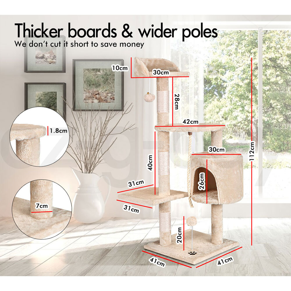 BEASTIE Cat Tree Scratching Post Scratcher Tower Condo House Furniture Bed Stand - Picture 77 of 474