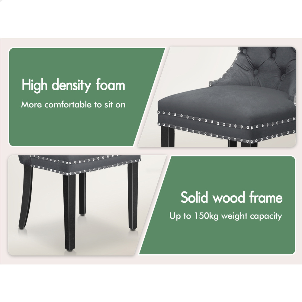 ALFORDSON 2x/4x Dining Chair Kitchen Padded Diamond Tufted Velvet Leather Fabric - Picture 111 of 114