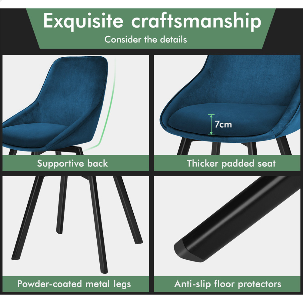 ALFORDSON Dining Chairs Kitchen Swivel PU Leather Sherpa Velvet Wooden x1/x2/x4 - Picture 389 of 592