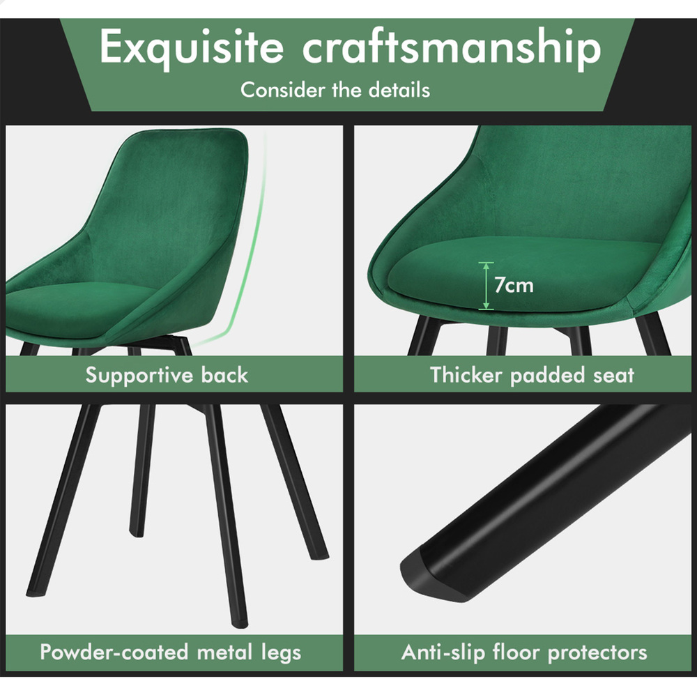 ALFORDSON Dining Chairs Kitchen Swivel PU Leather Sherpa Velvet Wooden x1/x2/x4 - Picture 401 of 592