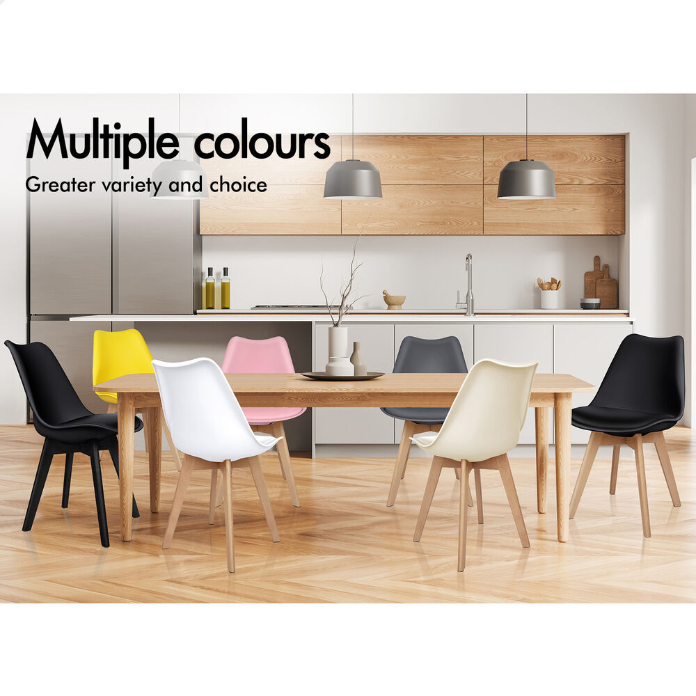 ALFORDSON 4x Dining Chairs Padding Retro PU Leather Kitchen Lounge Cafe Wooden - Picture 11 of 82