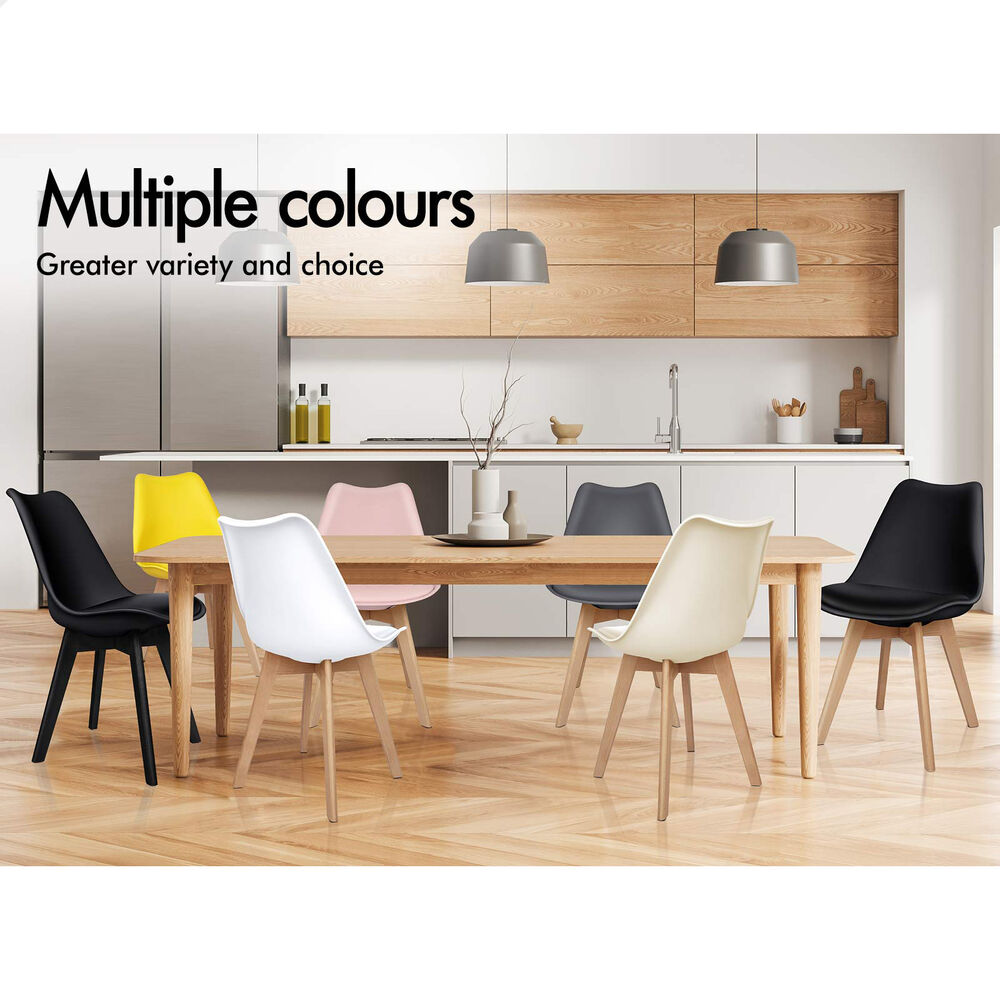 ALFORDSON 4x Dining Chairs Padding Retro PU Leather Kitchen Lounge Cafe Wooden - Picture 57 of 82