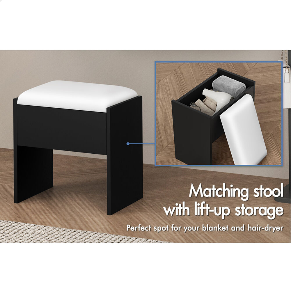 ALFORDSON Dressing Table Stool Set Makeup Mirror Storage Desk LED 10/12 Bulbs - Picture 523 of 671