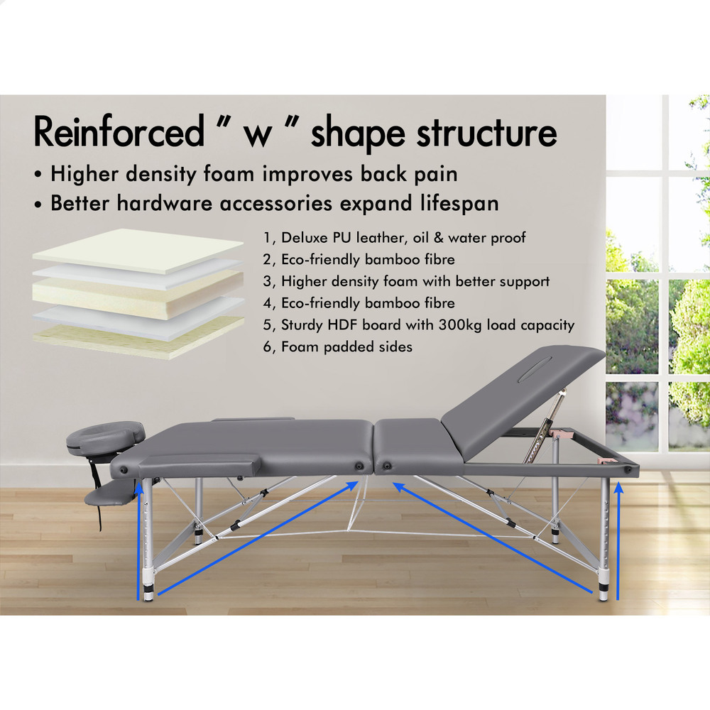 ALFORDSON Massage Table 3 Fold 65/75/85cm Foldable Portable Bed Aluminium Desk - Picture 129 of 168