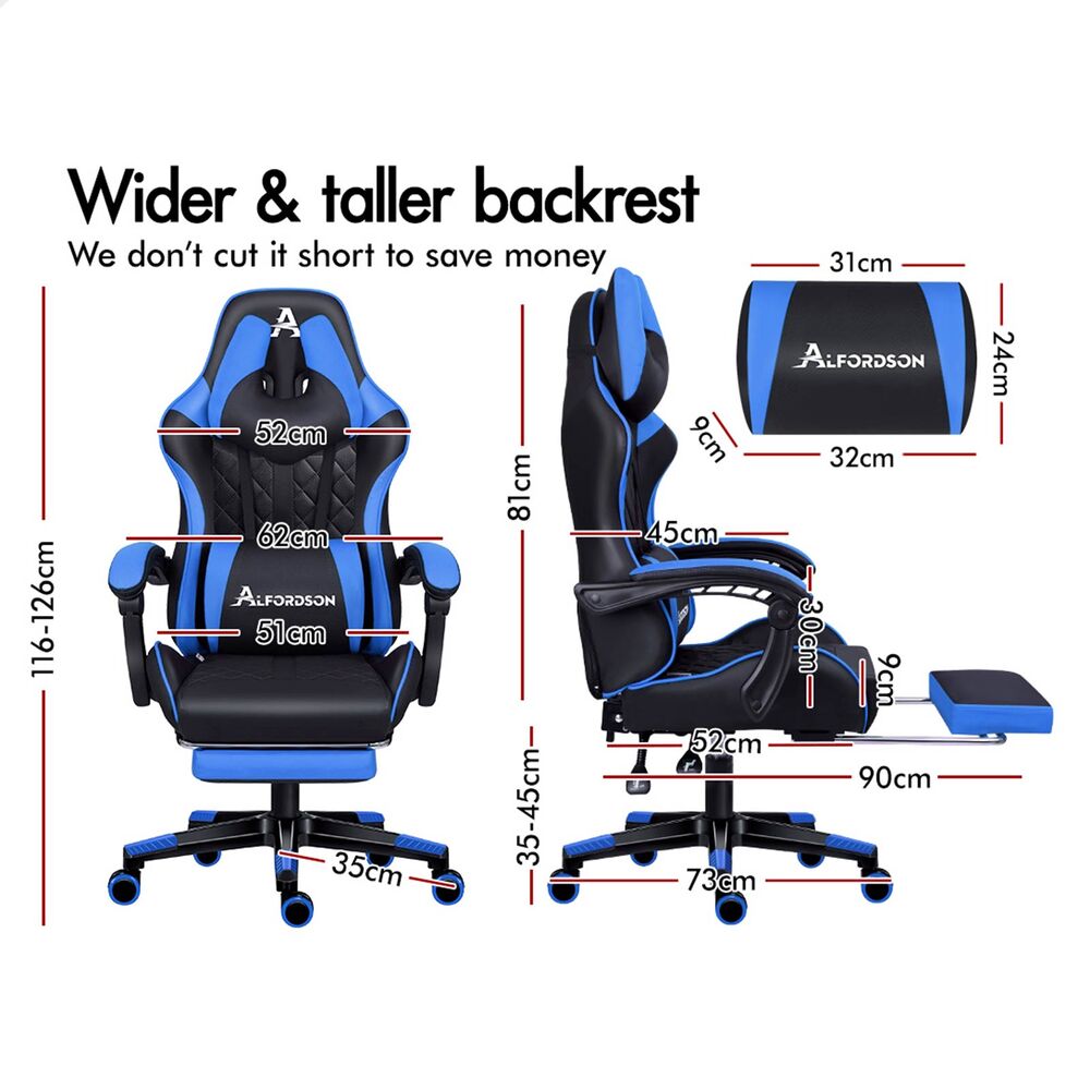 ALFORDSON Gaming Chair Office Executive Racer Larger Lumbar Cushion Seat Leather - Picture 23 of 74