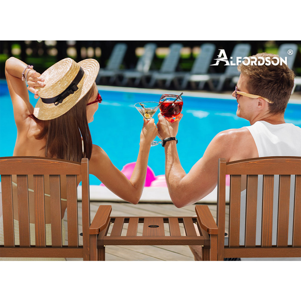 ALFORDSON Outdoor Garden Bench Wooden Loveseat Patio Chairs Table Furniture Set - Picture 13 of 31