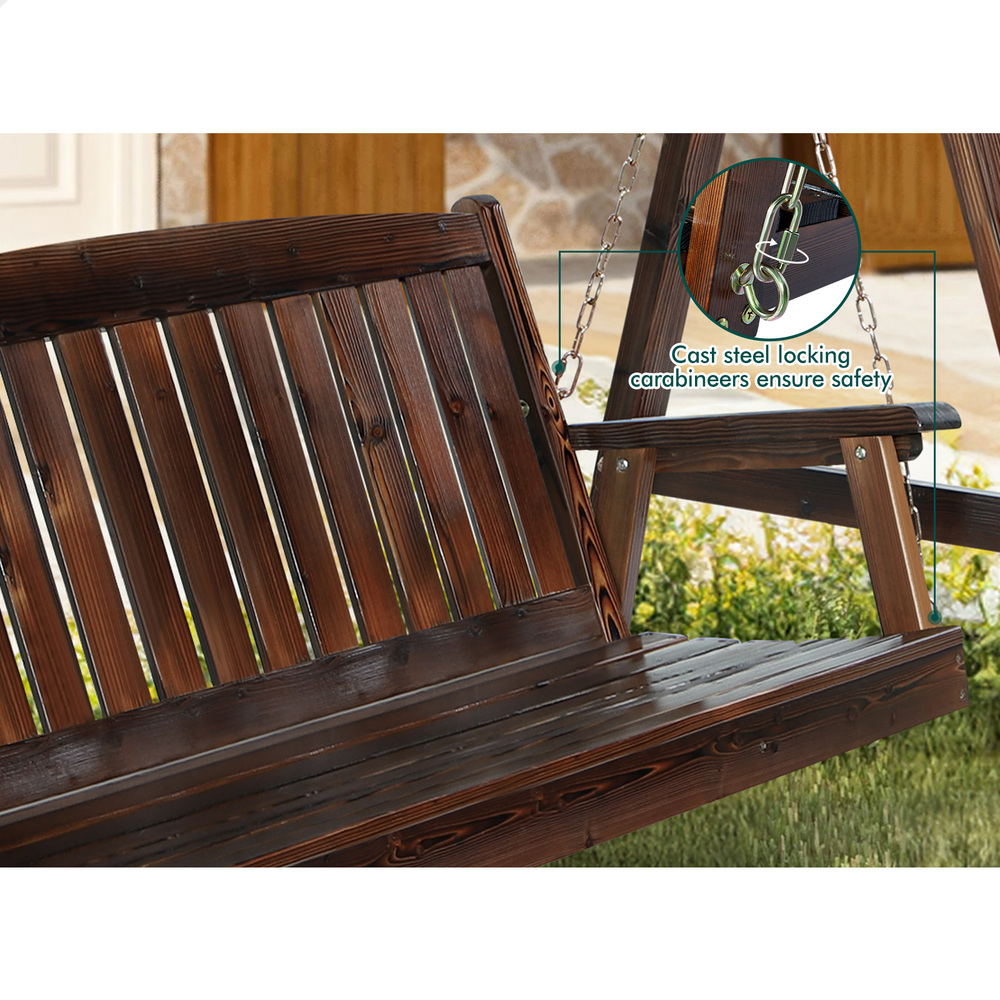 ALFORDSON Swing Chair Outdoor Furniture Wooden Garden Patio Bench Seat Canopy - Picture 39 of 54