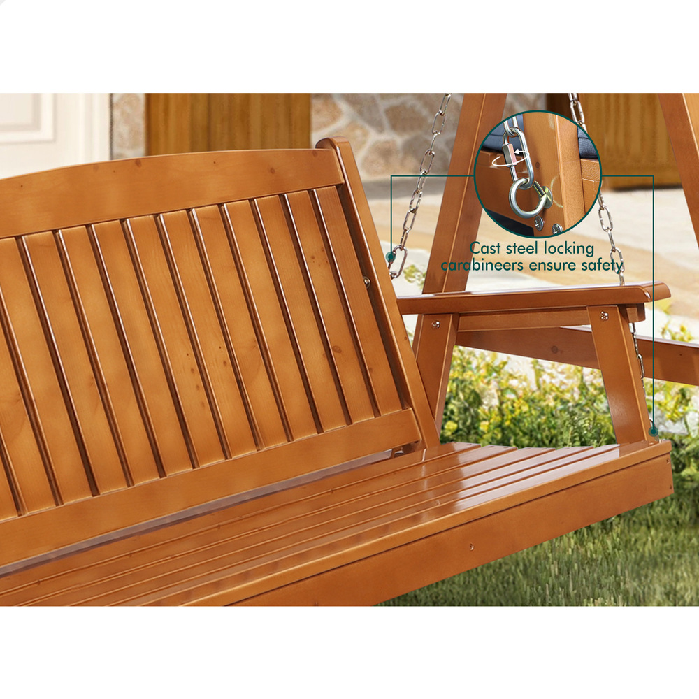ALFORDSON Swing Chair Outdoor Furniture Wooden Garden Patio Bench Seat Canopy - Picture 51 of 54