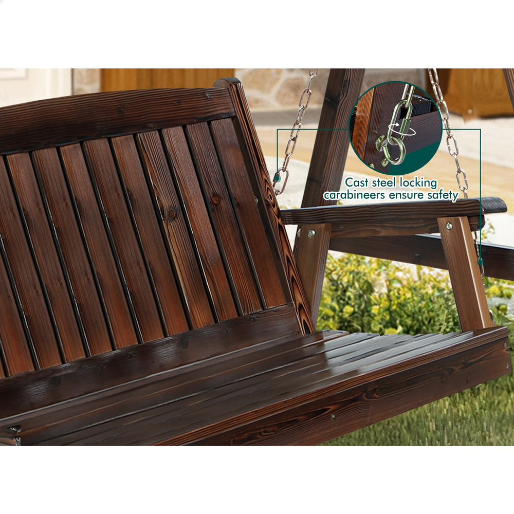 ALFORDSON Swing Chair Outdoor Furniture Wooden Garden Patio Bench Seat Canopy - Picture 15 of 54