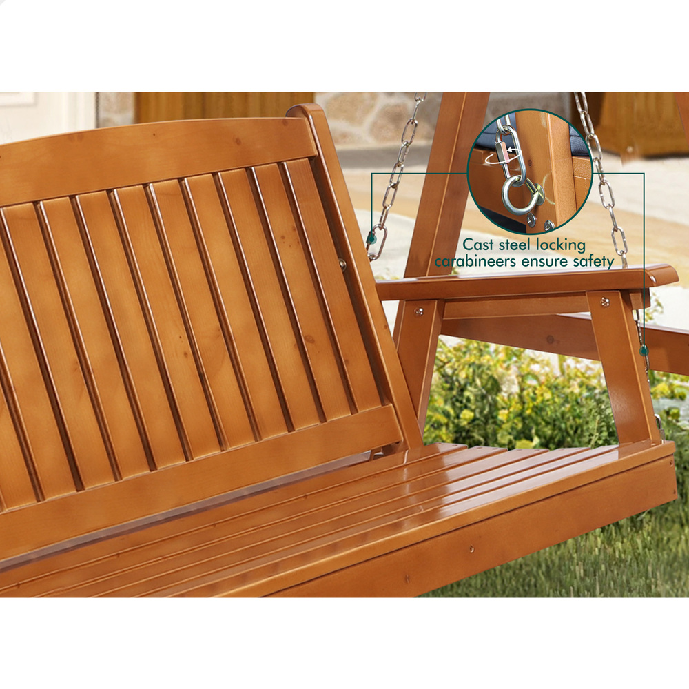 ALFORDSON Swing Chair Outdoor Furniture Wooden Garden Patio Bench Seat Canopy - Picture 27 of 54