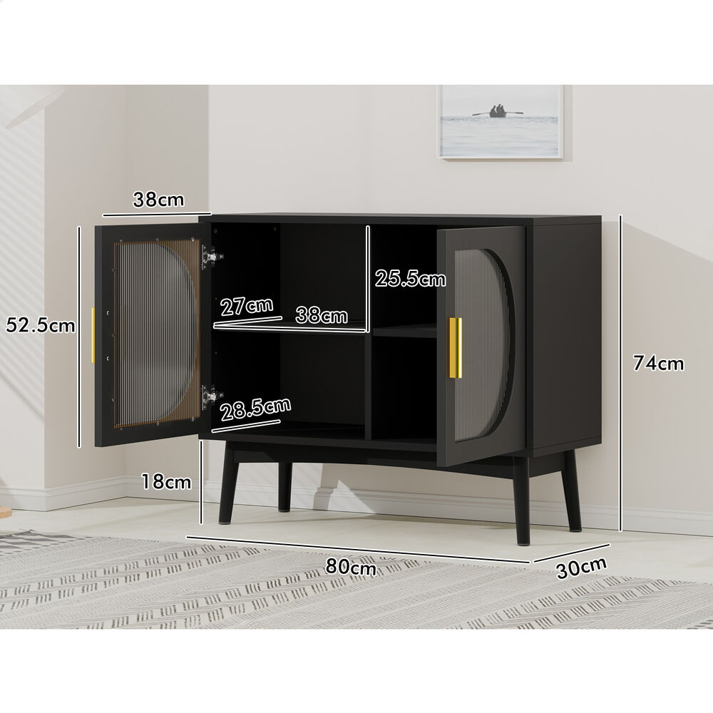 ALFORDSON Buffet Sideboard Storage Cabinet Cupboard Rattan Fluted Doors Kitchen - Picture 21 of 48