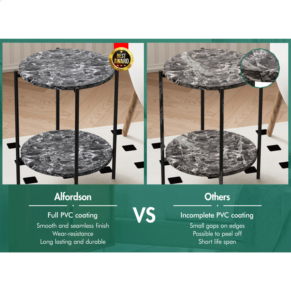 ALFORDSON Side Table Bedside Table Sofa End Nightstand Marble 2-tier Shelf - Picture 13 of 40