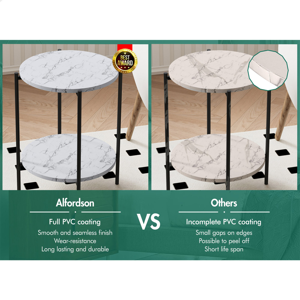 ALFORDSON Side Table Bedside Table Sofa End Nightstand Marble 2-tier Shelf - Picture 25 of 40