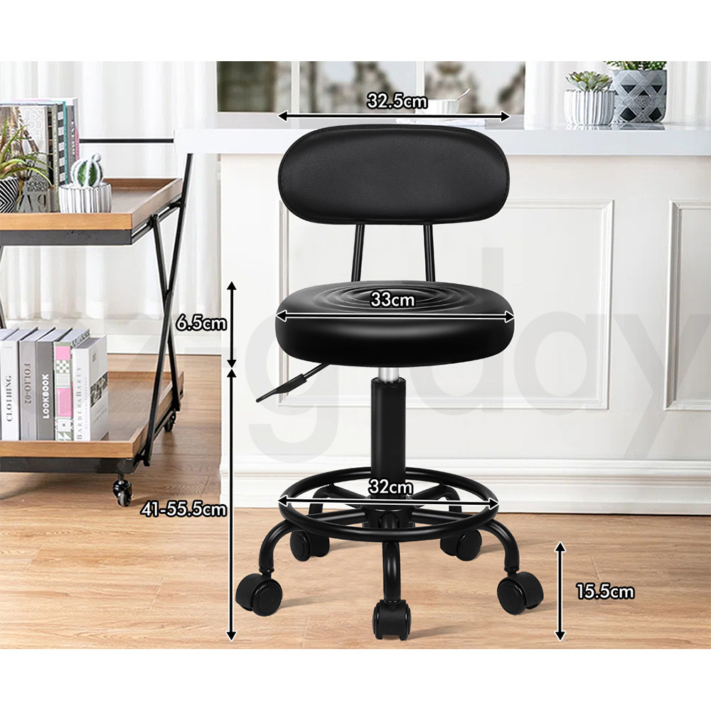 ALFORDSON Salon Stool Backrest Swivel Barber Hair Dress Leather Chair Declan - Picture 31 of 32