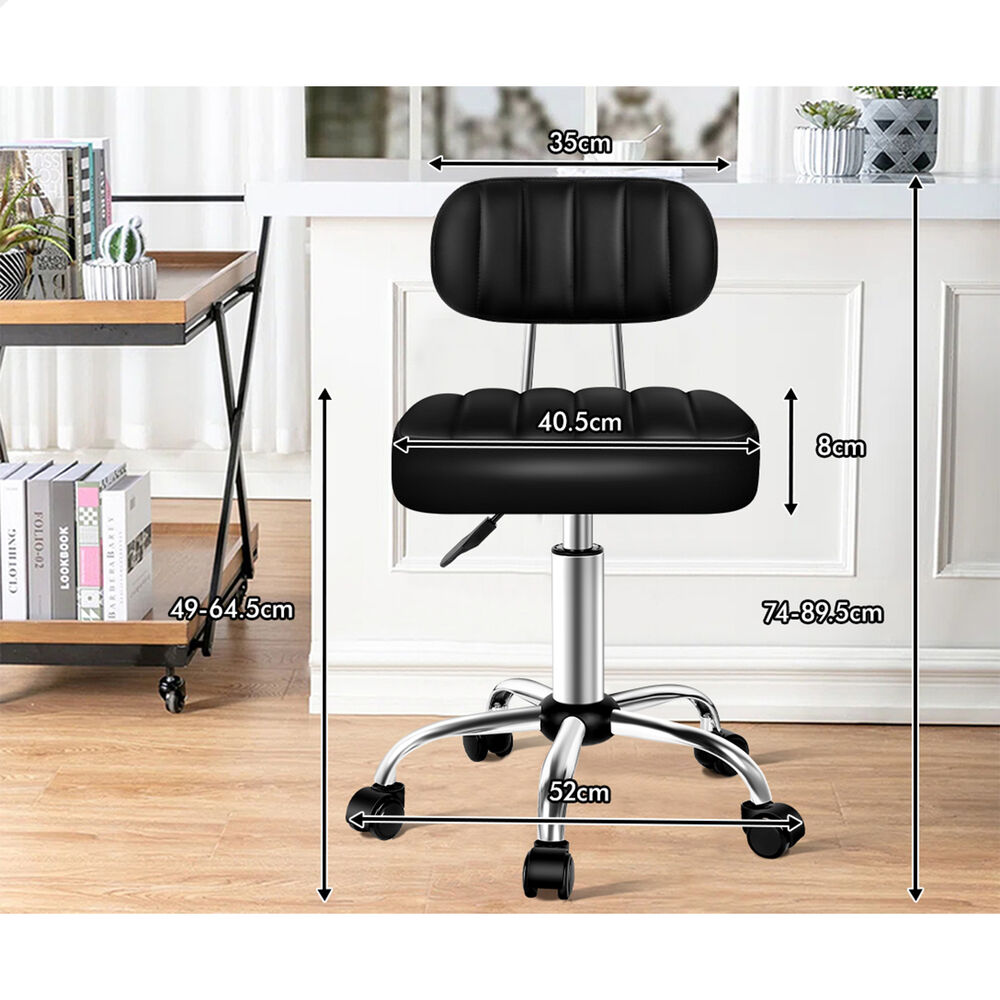 ALFORDSON Salon Stool Backrest Swivel Barber Hair Dress Leather Chair Lina - Picture 40 of 51