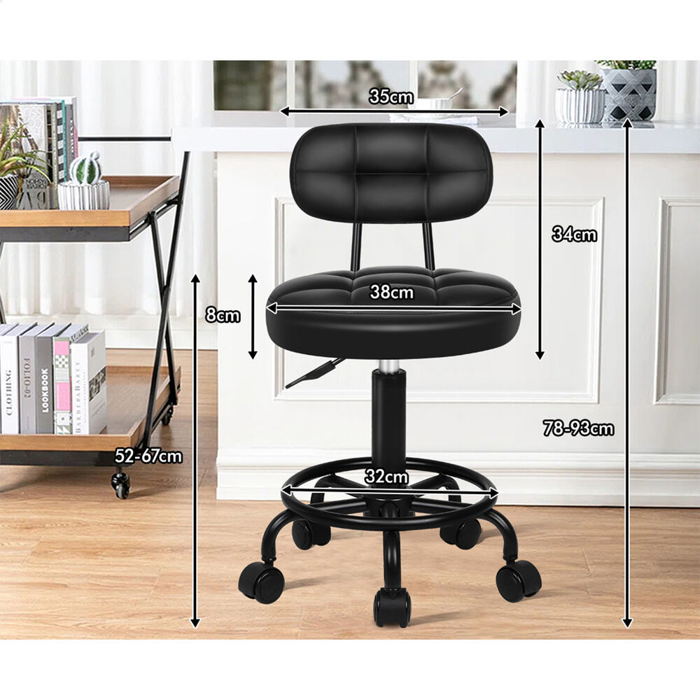 ALFORDSON Salon Stool Backrest Swivel Barber Hair Dress Leather Chair Riley - Picture 30 of 51