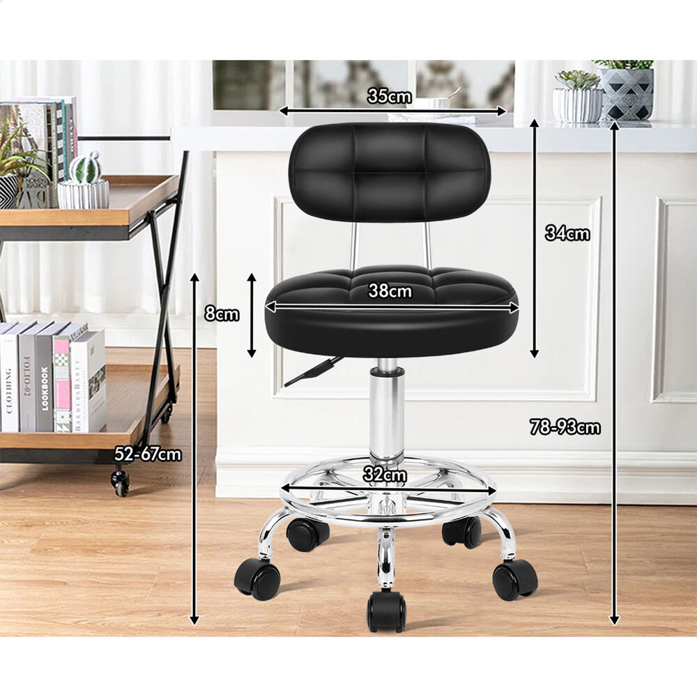 ALFORDSON Salon Stool Backrest Swivel Barber Hair Dress Leather Chair Riley - Picture 40 of 51